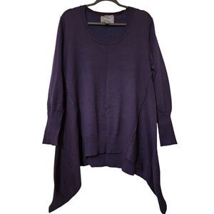 Paper Crane Purple Tunic Sweater - Women's Size L  SharkBite
